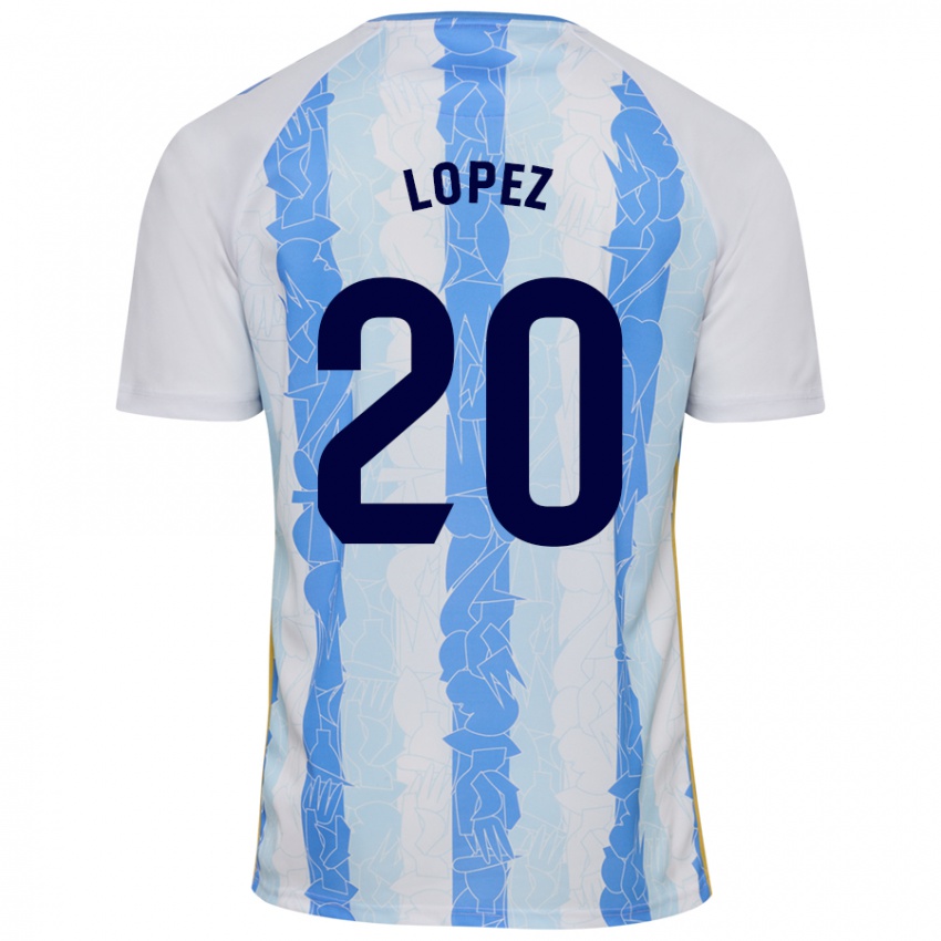 Gyermek Adri López #20 Fehér Kék Hazai Jersey 2024/25 Mez Póló Ing