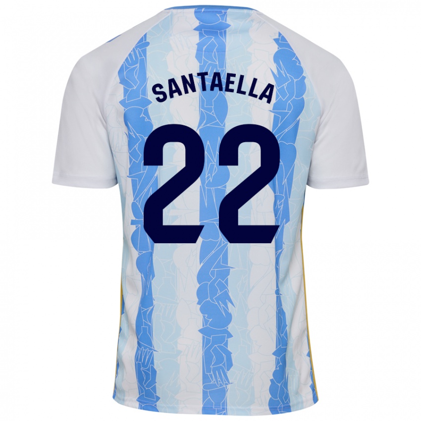 Gyermek Miguel Ángel Santaella #22 Fehér Kék Hazai Jersey 2024/25 Mez Póló Ing