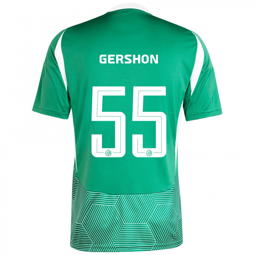 Gyermek Rami Gershon #55 Zöld Fehér Hazai Jersey 2024/25 Mez Póló Ing