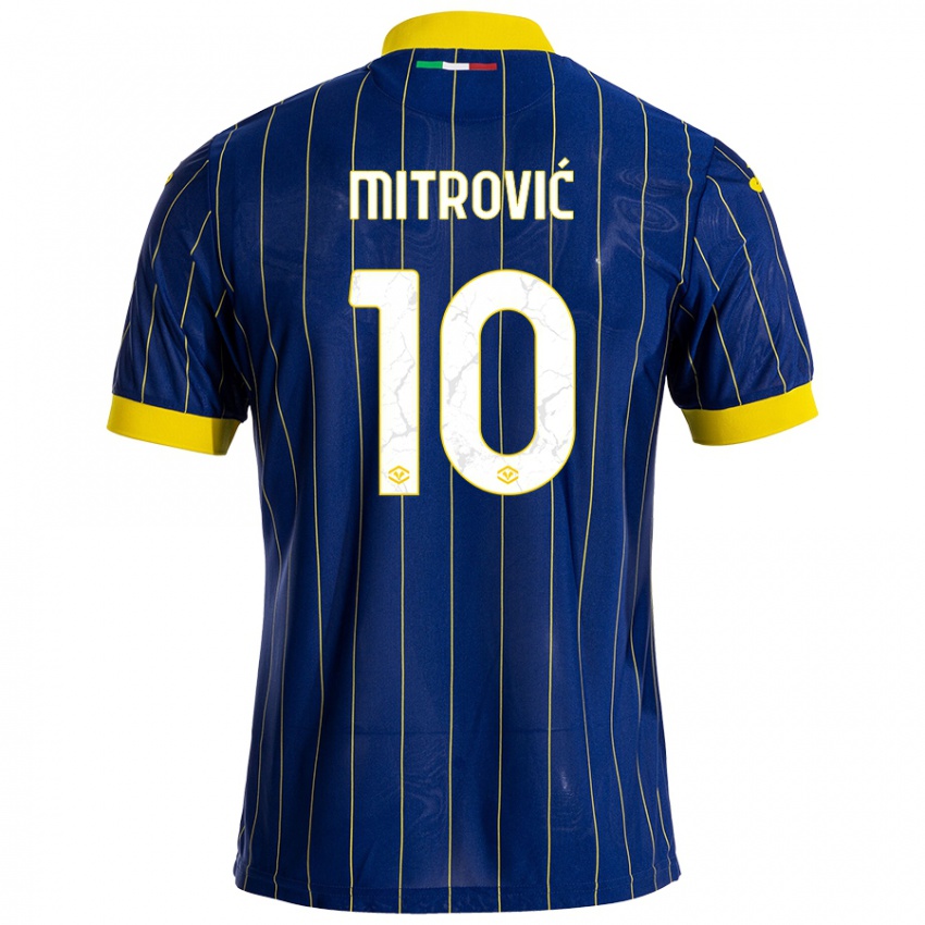 Gyermek Stefan Mitrović #10 Kék Sárga Hazai Jersey 2024/25 Mez Póló Ing