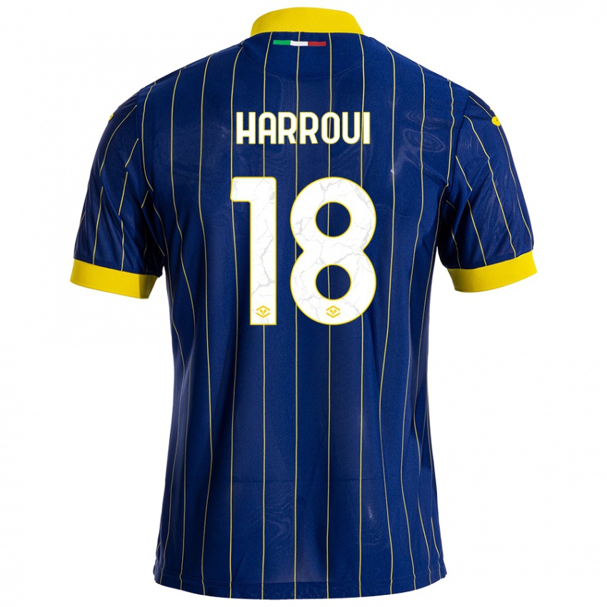 Gyermek Abdou Harroui #18 Kék Sárga Hazai Jersey 2024/25 Mez Póló Ing