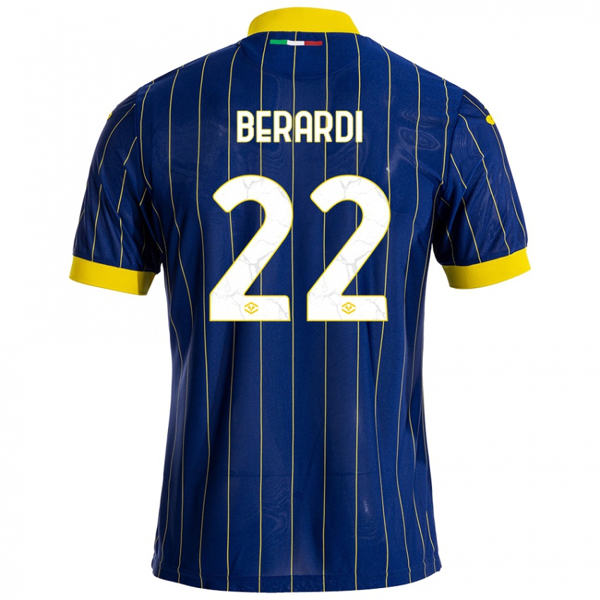 Gyermek Alessandro Berardi #22 Kék Sárga Hazai Jersey 2024/25 Mez Póló Ing