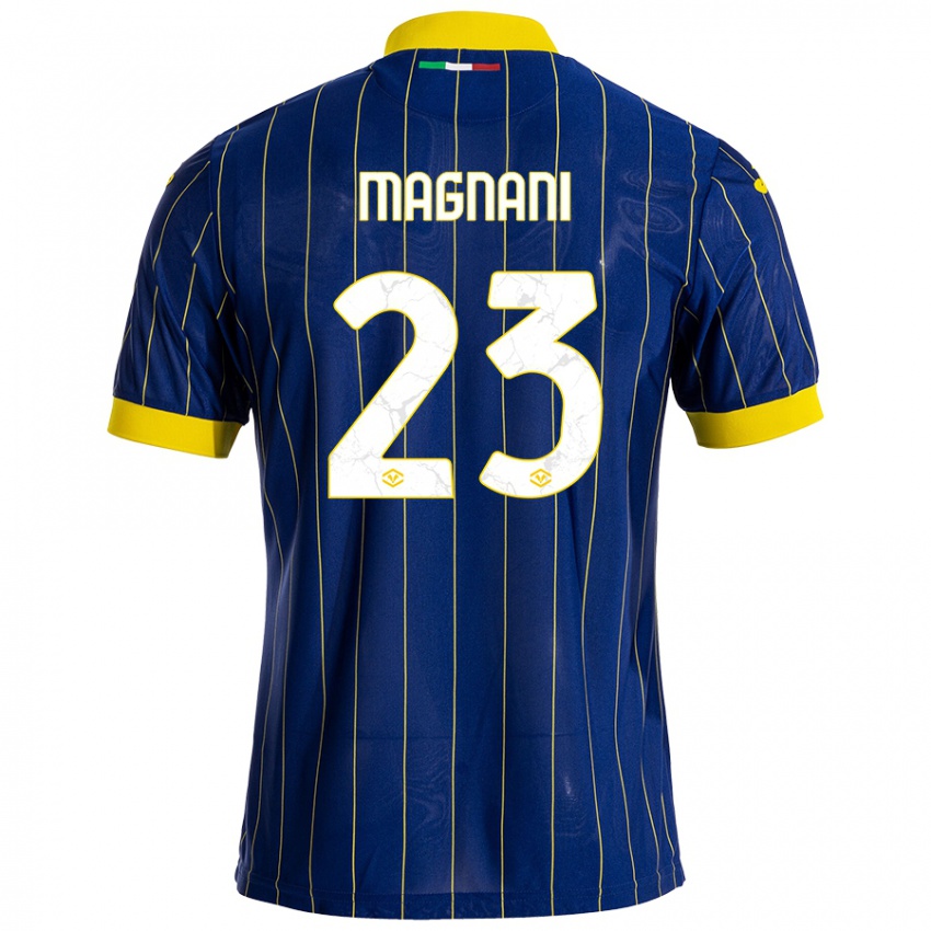 Gyermek Giangiacomo Magnani #23 Kék Sárga Hazai Jersey 2024/25 Mez Póló Ing