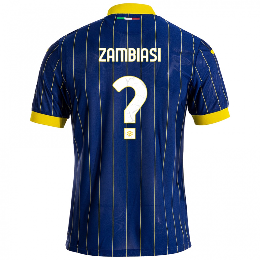 Gyermek Yonas Zambiasi #0 Kék Sárga Hazai Jersey 2024/25 Mez Póló Ing