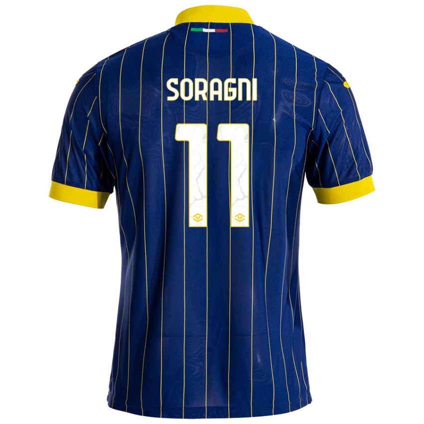 Gyermek Alberto Soragni #11 Kék Sárga Hazai Jersey 2024/25 Mez Póló Ing