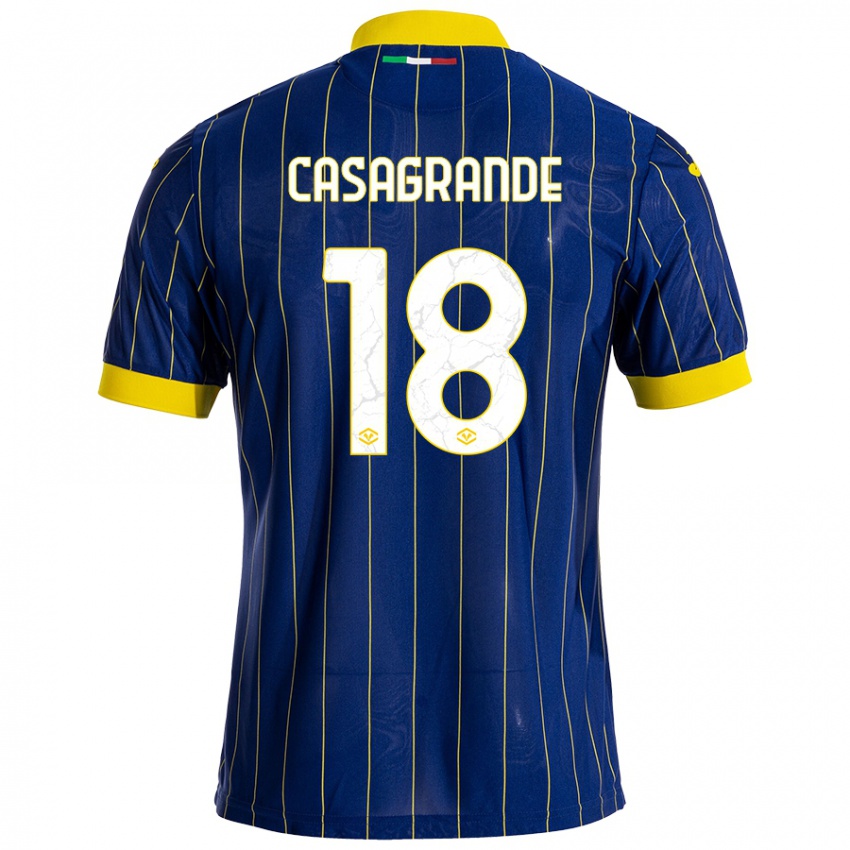 Gyermek Davide Casagrande #18 Kék Sárga Hazai Jersey 2024/25 Mez Póló Ing