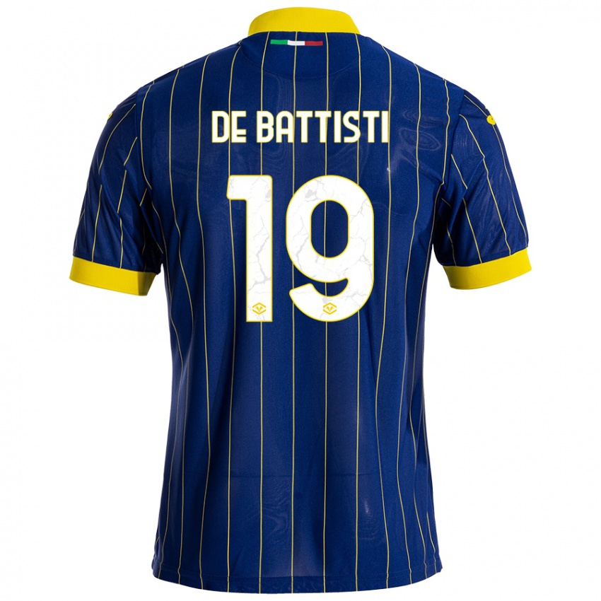 Gyermek Davide De Battisti #19 Kék Sárga Hazai Jersey 2024/25 Mez Póló Ing