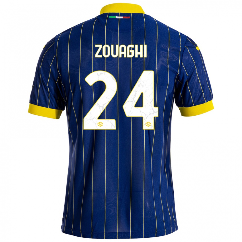 Gyermek Thomas Zouaghi #24 Kék Sárga Hazai Jersey 2024/25 Mez Póló Ing