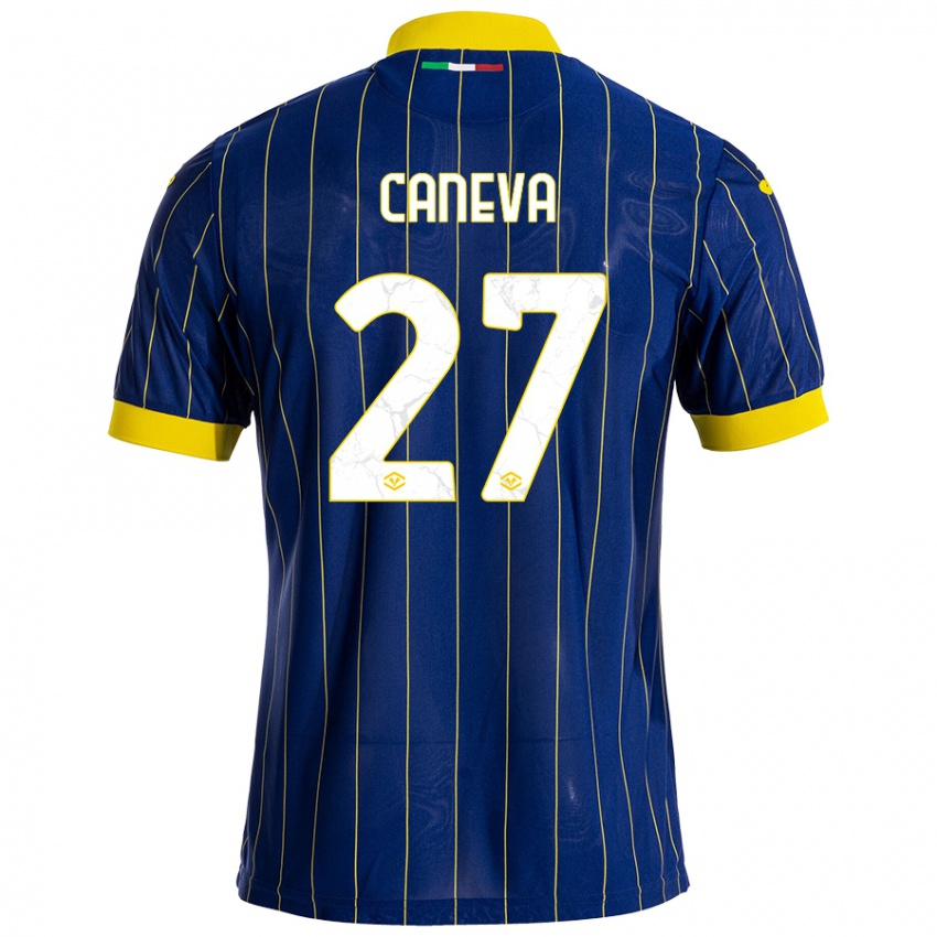 Gyermek Elia Caneva #27 Kék Sárga Hazai Jersey 2024/25 Mez Póló Ing