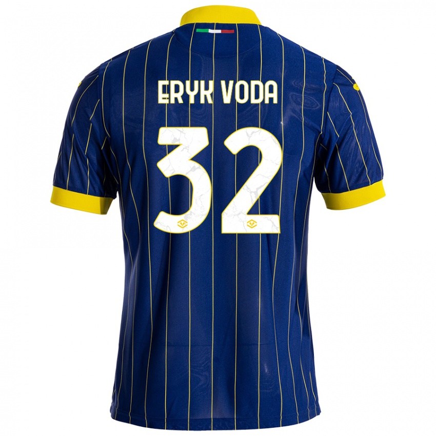 Gyermek Andrei Eryk Voda #32 Kék Sárga Hazai Jersey 2024/25 Mez Póló Ing