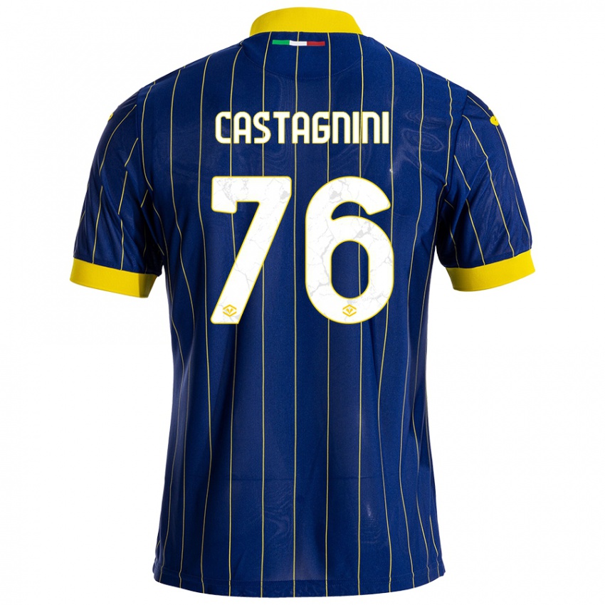 Gyermek Mirko Castagnini #76 Kék Sárga Hazai Jersey 2024/25 Mez Póló Ing