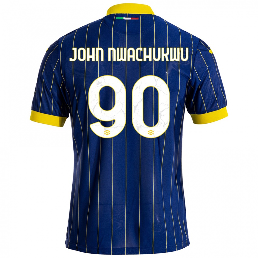 Gyermek Samuel John Nwachukwu #90 Kék Sárga Hazai Jersey 2024/25 Mez Póló Ing