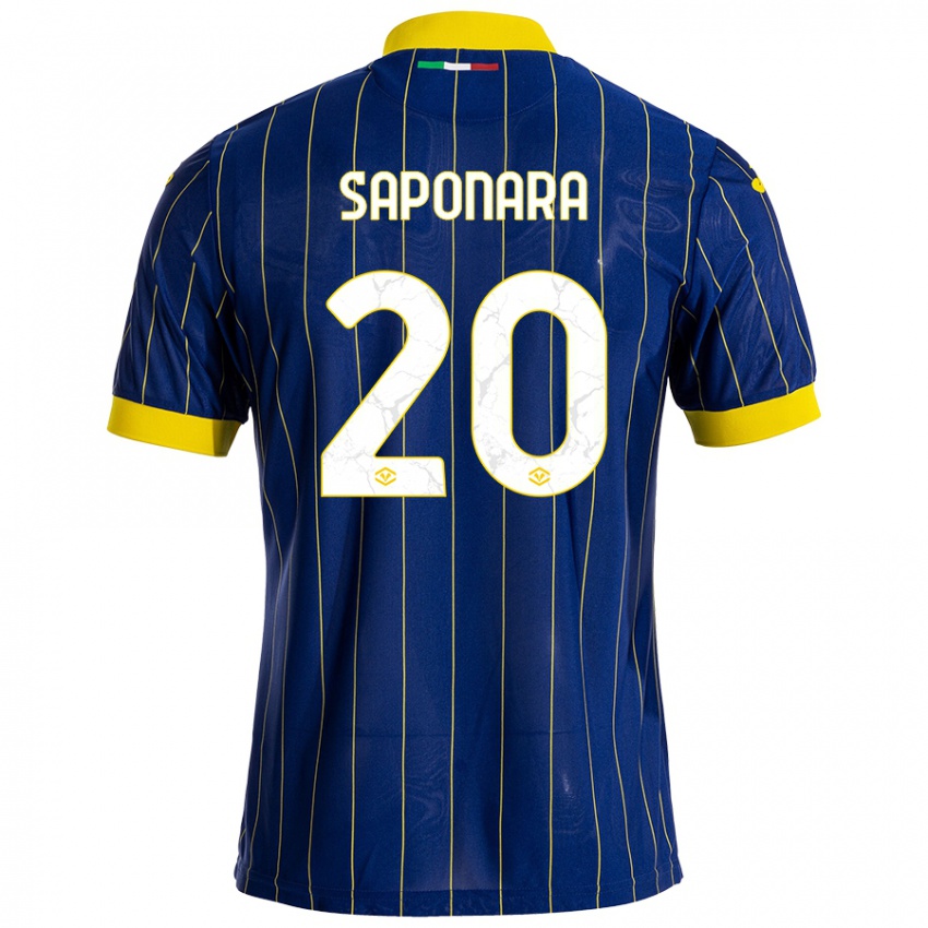 Gyermek Riccardo Saponara #20 Kék Sárga Hazai Jersey 2024/25 Mez Póló Ing