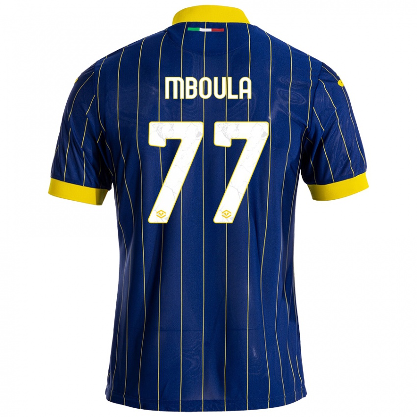 Gyermek Jordi Mboula #77 Kék Sárga Hazai Jersey 2024/25 Mez Póló Ing