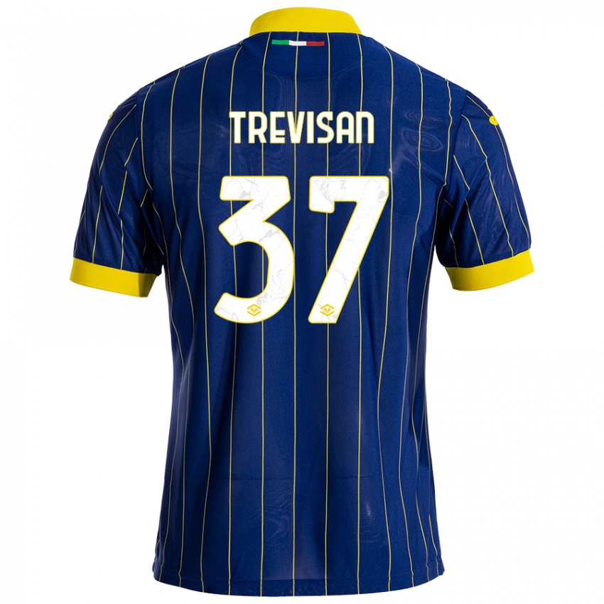 Gyermek Michael Trevisan #37 Kék Sárga Hazai Jersey 2024/25 Mez Póló Ing