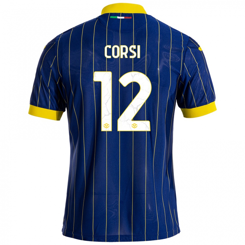 Gyermek Sara Corsi #12 Kék Sárga Hazai Jersey 2024/25 Mez Póló Ing