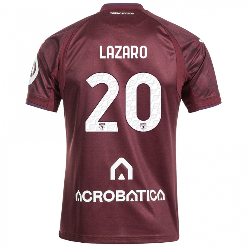 Gyermek Valentino Lazaro #20 Barna Fehér Hazai Jersey 2024/25 Mez Póló Ing