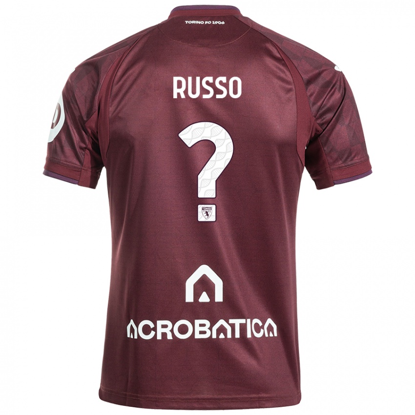 Gyermek Lorenzo Russo #0 Barna Fehér Hazai Jersey 2024/25 Mez Póló Ing