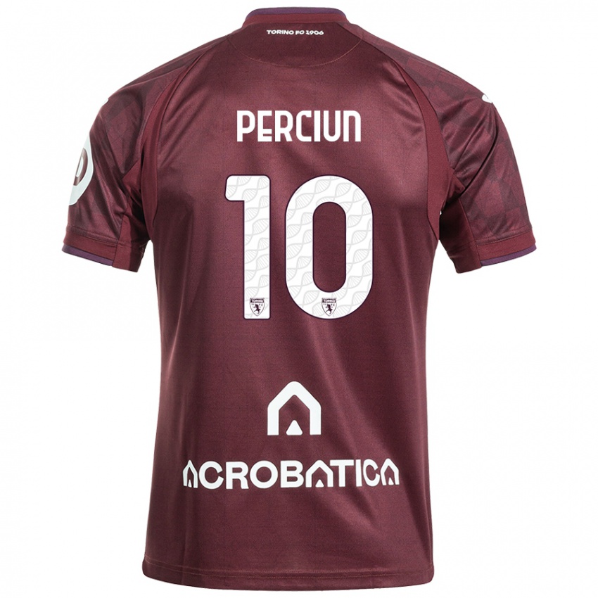 Gyermek Sergiu Perciun #10 Barna Fehér Hazai Jersey 2024/25 Mez Póló Ing