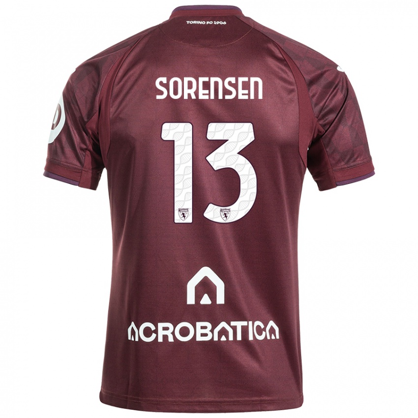 Gyermek Ben Sørensen #13 Barna Fehér Hazai Jersey 2024/25 Mez Póló Ing