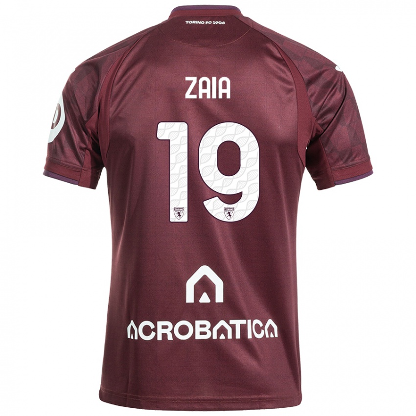 Gyermek Edoardo Zaia #19 Barna Fehér Hazai Jersey 2024/25 Mez Póló Ing