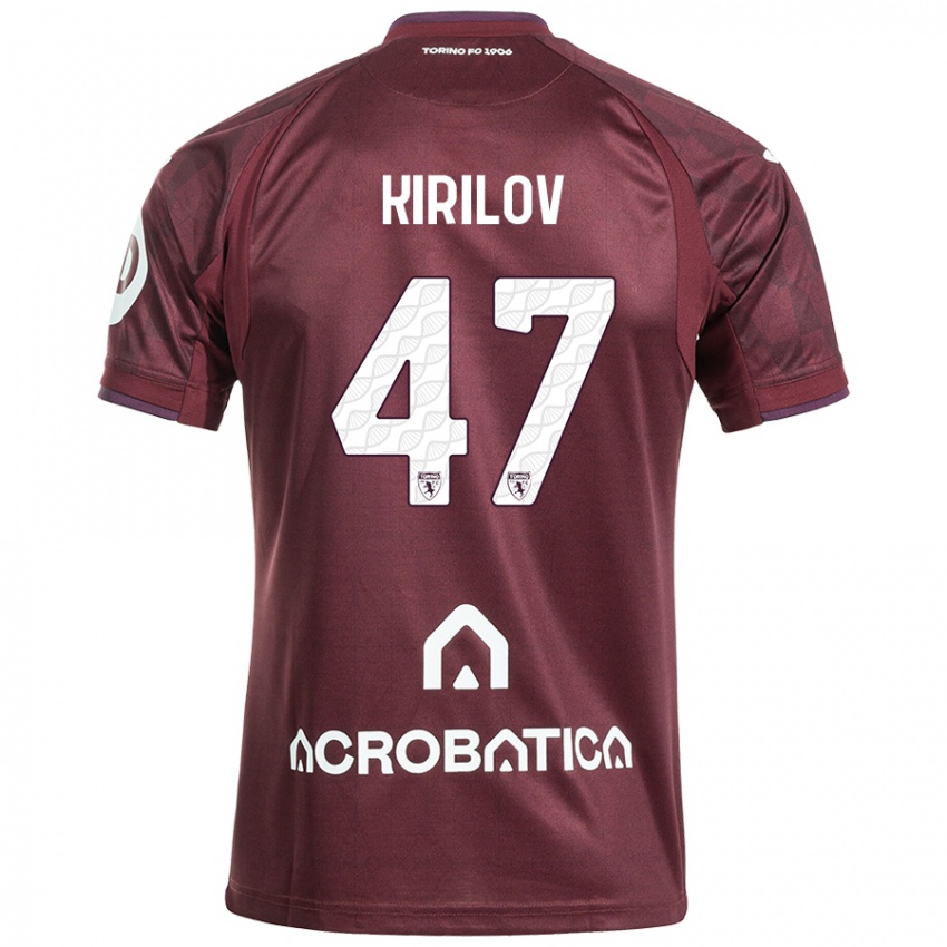 Gyermek Martin Kirilov #47 Barna Fehér Hazai Jersey 2024/25 Mez Póló Ing