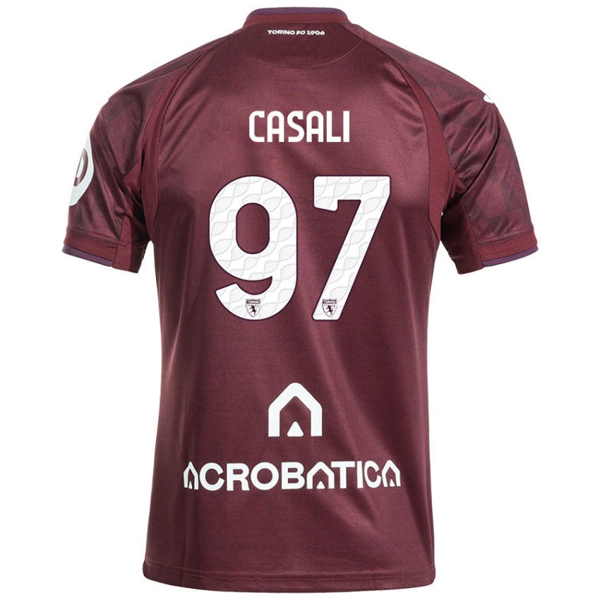 Gyermek Michele Casali #97 Barna Fehér Hazai Jersey 2024/25 Mez Póló Ing