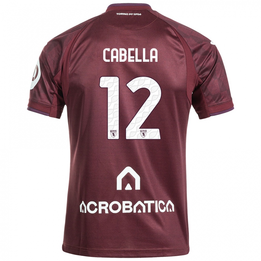 Gyermek Matteo Cabella #12 Barna Fehér Hazai Jersey 2024/25 Mez Póló Ing