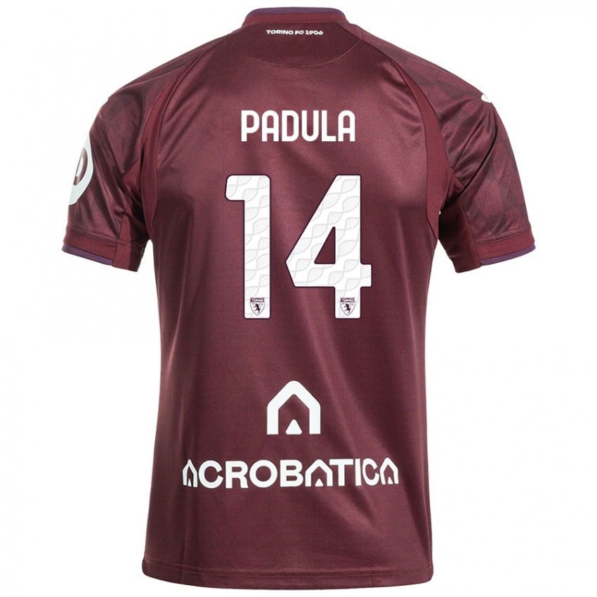 Gyermek Cristian Padula #14 Barna Fehér Hazai Jersey 2024/25 Mez Póló Ing