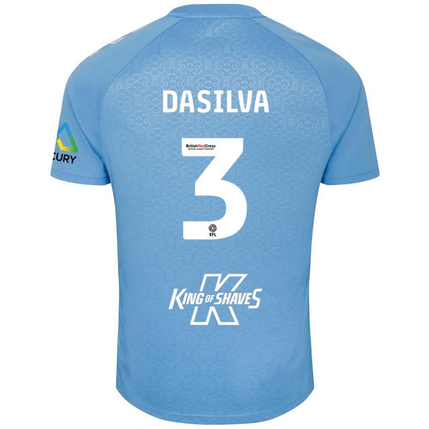 Gyermek Jay Dasilva #3 Kék Fehér Hazai Jersey 2024/25 Mez Póló Ing