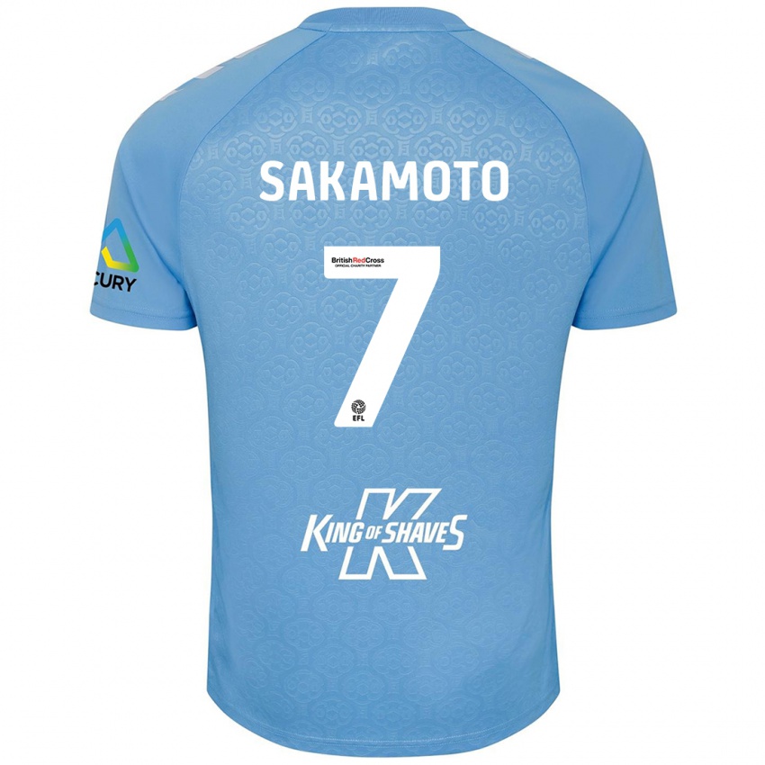 Gyermek Tatsuhiro Sakamoto #7 Kék Fehér Hazai Jersey 2024/25 Mez Póló Ing