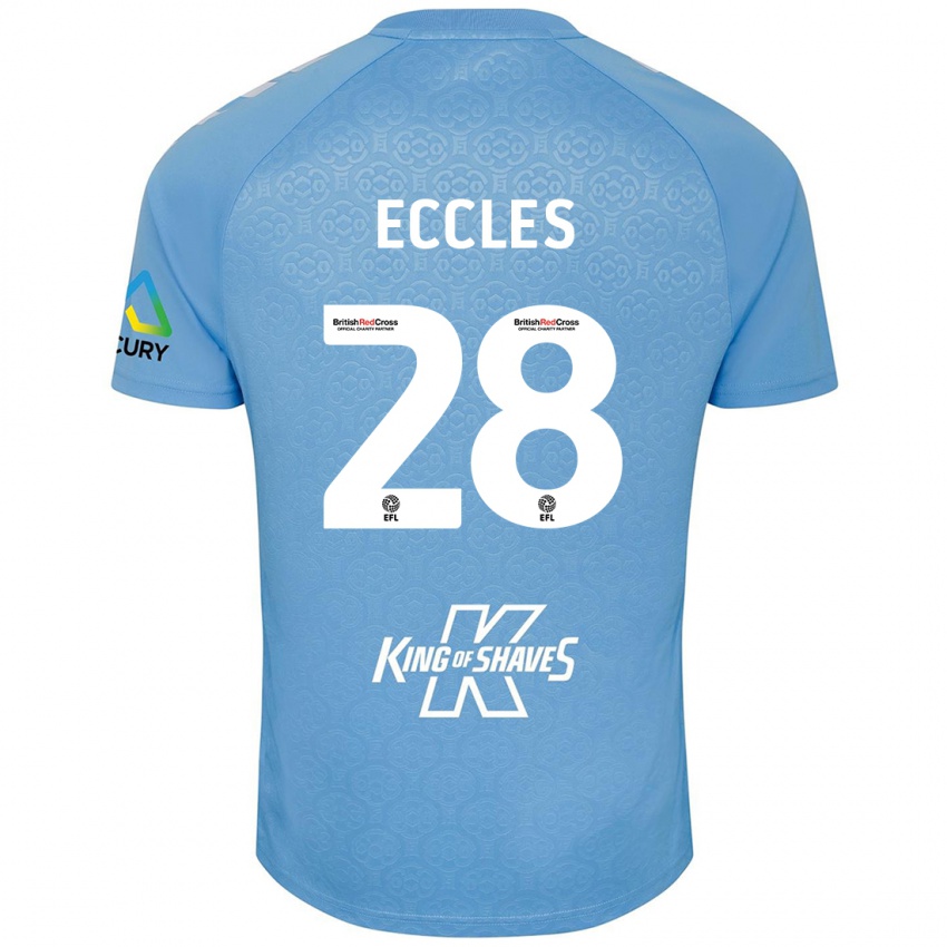 Gyermek Josh Eccles #28 Kék Fehér Hazai Jersey 2024/25 Mez Póló Ing