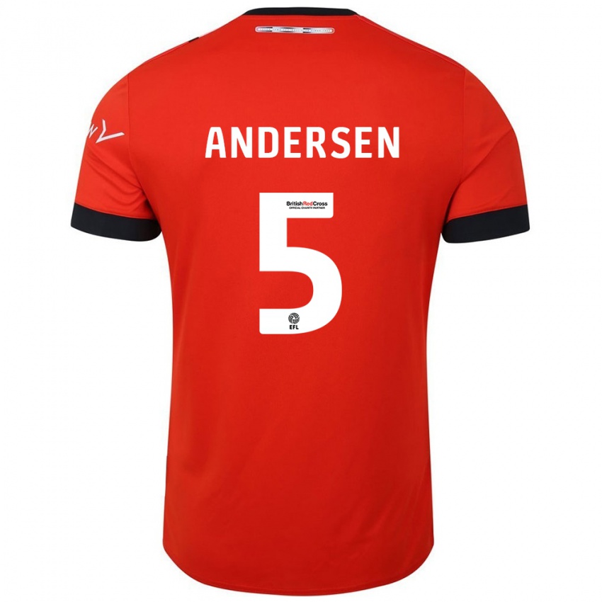 Gyermek Mads Andersen #5 Narancssárga Fekete Hazai Jersey 2024/25 Mez Póló Ing