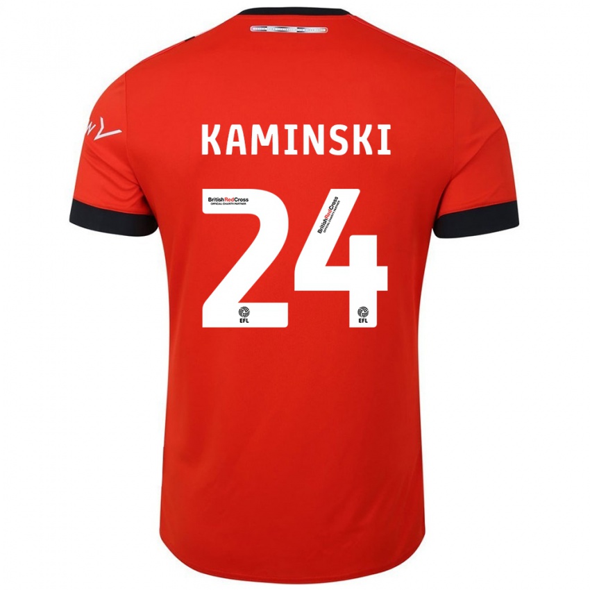 Gyermek Thomas Kaminski #24 Narancssárga Fekete Hazai Jersey 2024/25 Mez Póló Ing