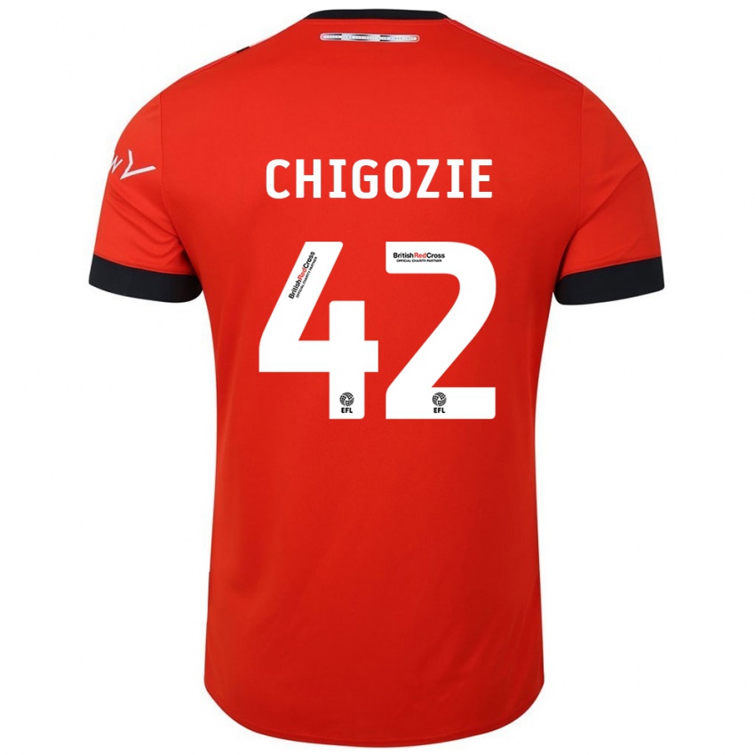 Gyermek Christian Chigozie #42 Narancssárga Fekete Hazai Jersey 2024/25 Mez Póló Ing