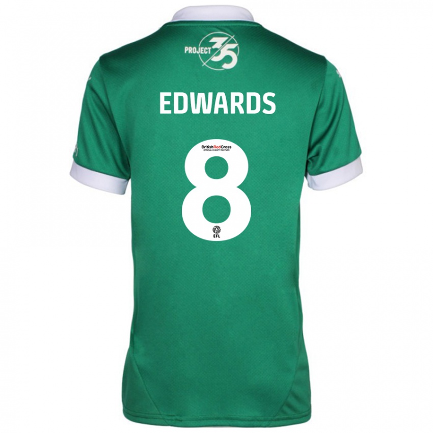 Gyermek Joe Edwards #8 Zöld Fehér Hazai Jersey 2024/25 Mez Póló Ing