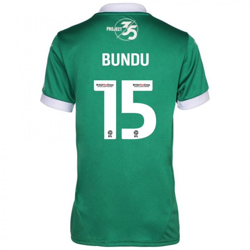 Gyermek Mustapha Bundu #15 Zöld Fehér Hazai Jersey 2024/25 Mez Póló Ing