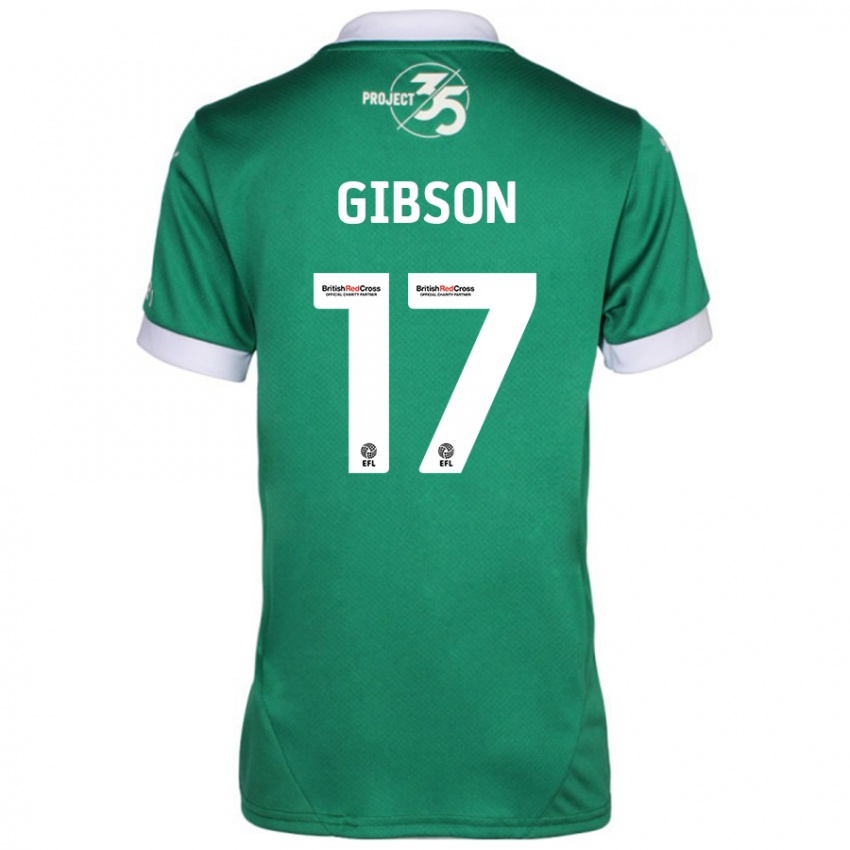 Gyermek Lewis Gibson #17 Zöld Fehér Hazai Jersey 2024/25 Mez Póló Ing