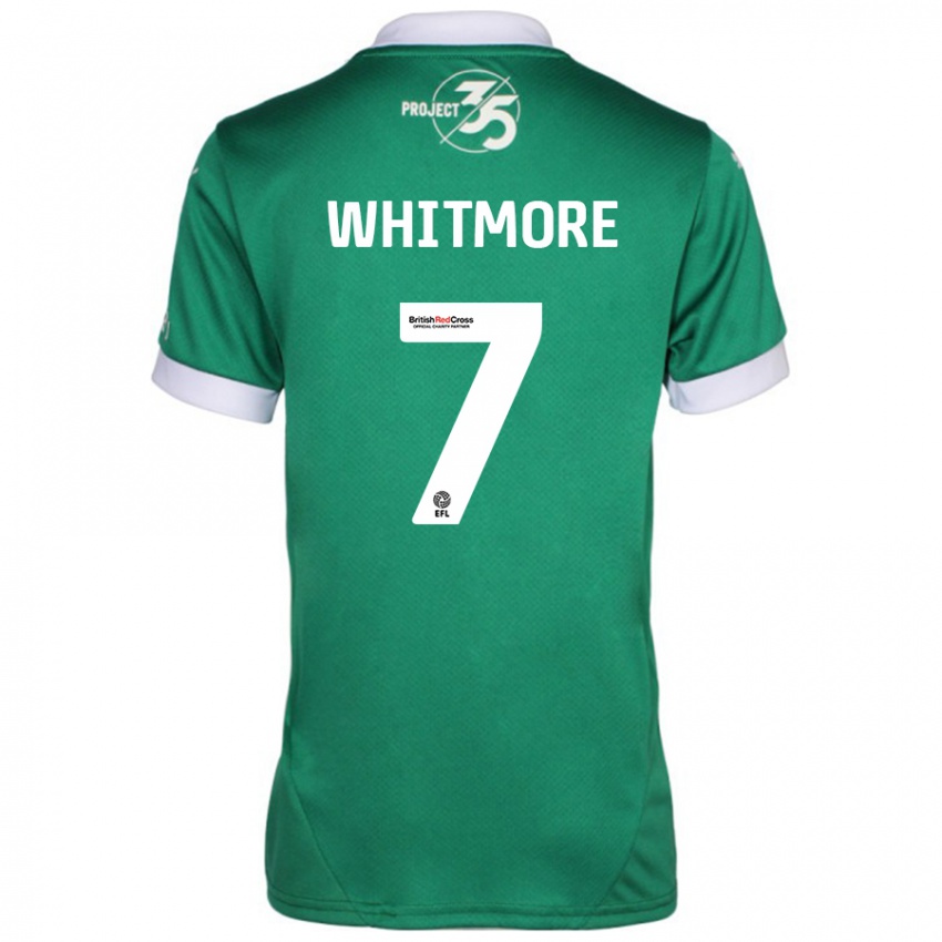 Gyermek Charlotte Whitmore #7 Zöld Fehér Hazai Jersey 2024/25 Mez Póló Ing