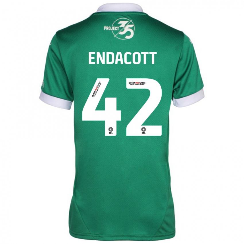 Gyermek Jack Endacott #42 Zöld Fehér Hazai Jersey 2024/25 Mez Póló Ing