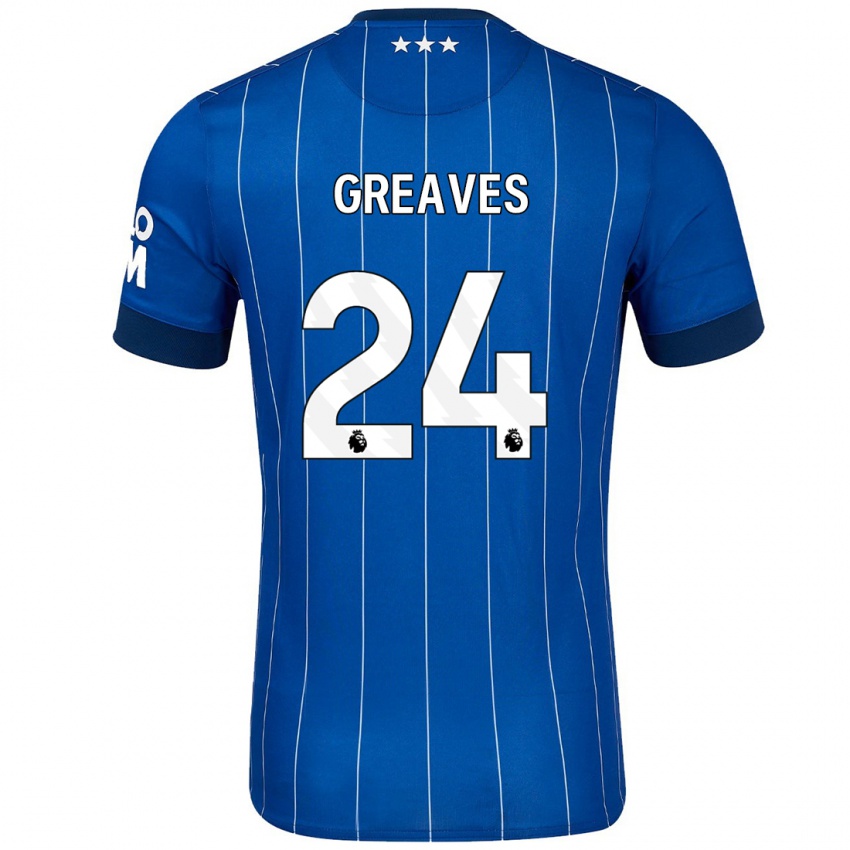 Gyermek Jacob Greaves #24 Sötétkék Hazai Jersey 2024/25 Mez Póló Ing