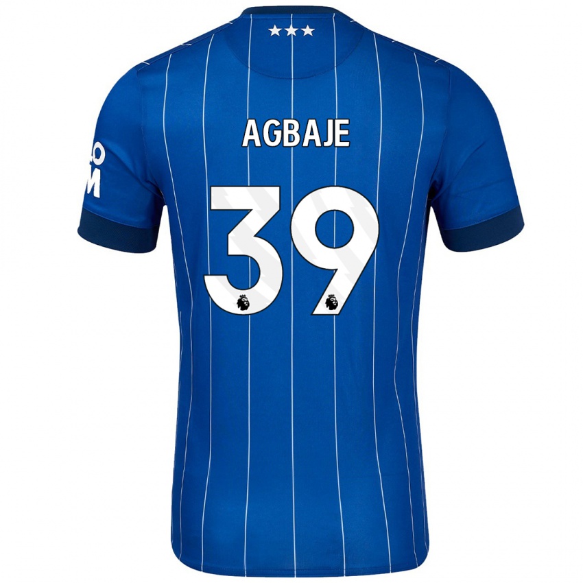 Gyermek Edwin Agbaje #39 Sötétkék Hazai Jersey 2024/25 Mez Póló Ing