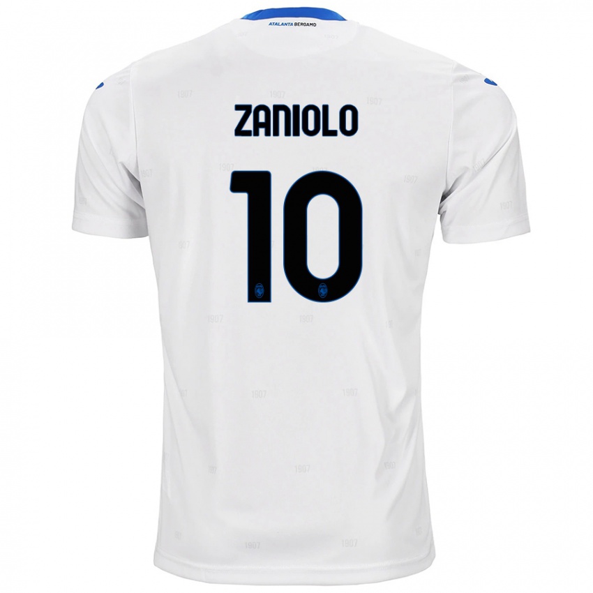 Gyermek Nicolo Zaniolo #10 Fehér Idegenbeli Jersey 2024/25 Mez Póló Ing