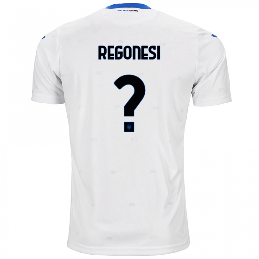 Gyermek Nicolò Regonesi #0 Fehér Idegenbeli Jersey 2024/25 Mez Póló Ing