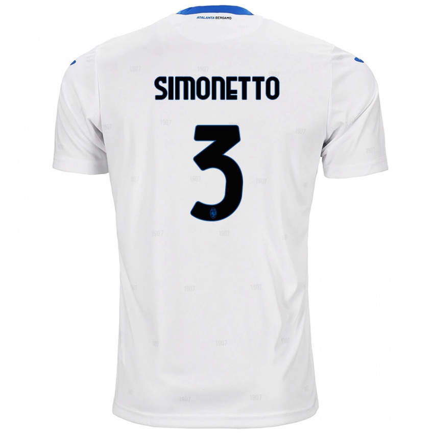 Gyermek Federico Simonetto #3 Fehér Idegenbeli Jersey 2024/25 Mez Póló Ing