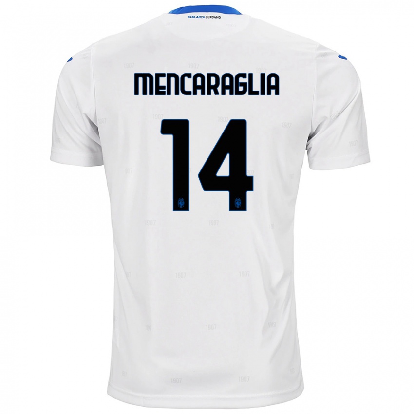 Gyermek Filippo Mencaraglia #14 Fehér Idegenbeli Jersey 2024/25 Mez Póló Ing