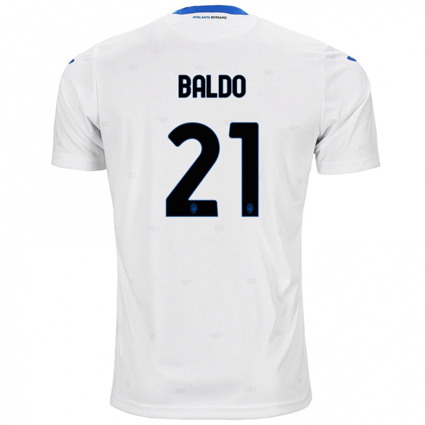 Gyermek Nicolò Baldo #21 Fehér Idegenbeli Jersey 2024/25 Mez Póló Ing