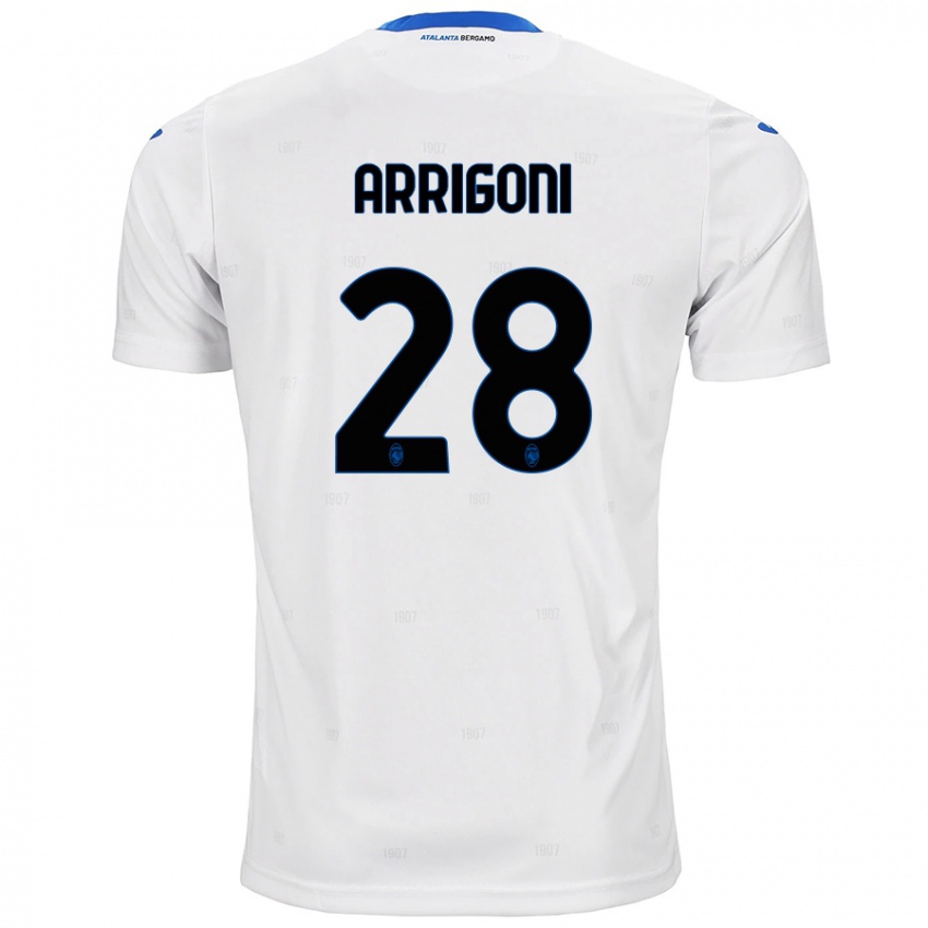 Gyermek Mattia Arrigoni #28 Fehér Idegenbeli Jersey 2024/25 Mez Póló Ing