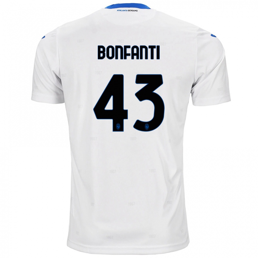 Gyermek Giovanni Bonfanti #43 Fehér Idegenbeli Jersey 2024/25 Mez Póló Ing