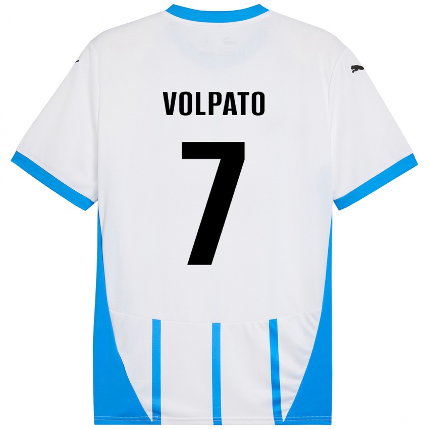 Gyermek Cristian Volpato #7 Fehér Kék Idegenbeli Jersey 2024/25 Mez Póló Ing